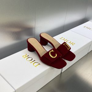 C'est Dior Heeled Slides Women Velvet Red