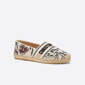 Christian Dior Bag Outlet For Sale Christian Dior Granville Espadrilles Women Rosa Mutabilis Motif Canvas White