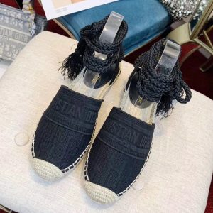 Christian Dior Bag Outlet For Sale Christian Dior Granville Espadrilles with Laces Women Oblique Motif Cotton Black
