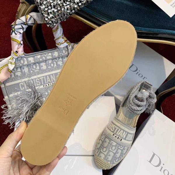 Christian Dior Bag Outlet For Sale Christian Dior Granville Espadrilles with Laces Women Oblique Motif Cotton Grey - Image 4