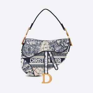 Christian Dior Bag Outlet For Sale Christian Dior Saddle Bag Around the World Motif Canvas Blue