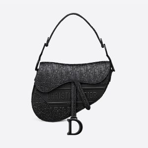 Christian Dior Bag Outlet For Sale Christian Dior Saddle Bag Ultramatte Oblique Embossed Calfskin Black