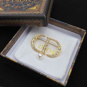 Dior 30 Montaigne Brooch Metal, Silver Crystals and White Resin Pearls Gold