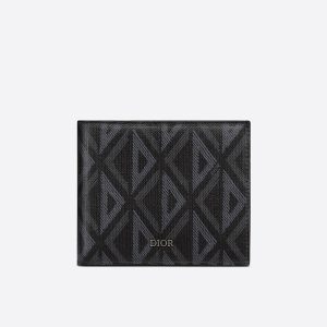 Dior Bi-Fold Wallet CD Diamond Motif Canvas Black