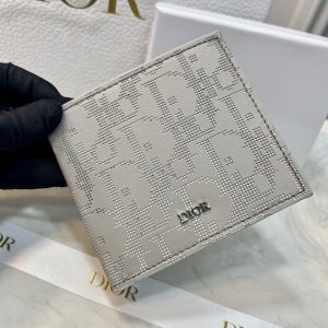 Dior Bi-Fold Wallet Oblique Galaxy Leather Grey