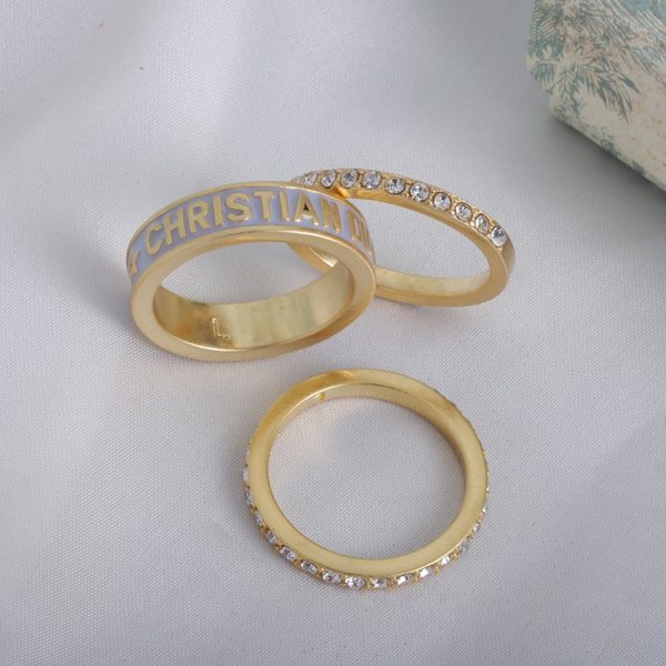 Dior Code Ring Set Metal, Crystals and Lacquer Gold/White - Image 2