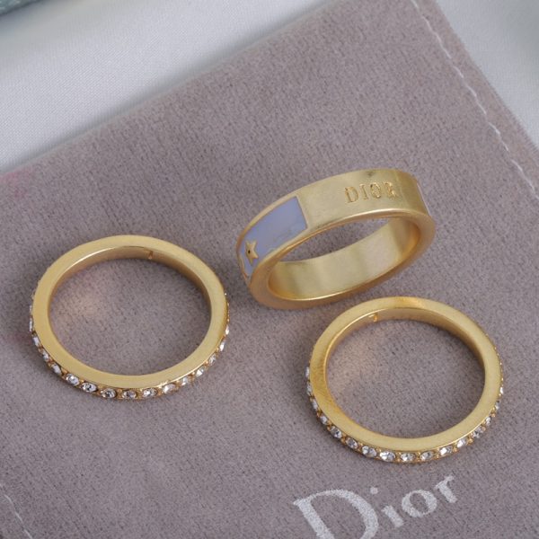 Dior Code Ring Set Metal, Crystals and Lacquer Gold/White - Image 3