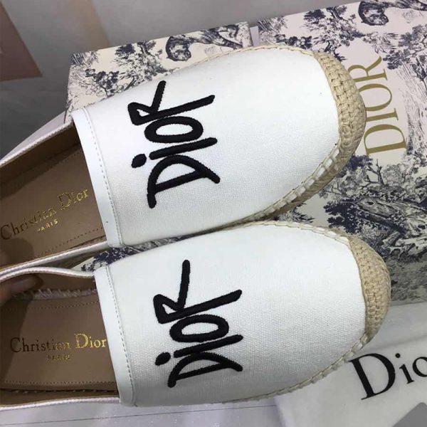 Dior Granville Espadrilles Women Shawn Logo Motif Canvas White - Image 3