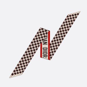 Dior Mitzah Twill Dioramour D-Chess Heart Silk Red