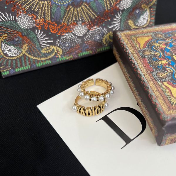 Dior Open Chain J'ADIOR Ring Set Metal and Resin Pearls Gold - Image 2