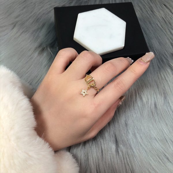 Dior Petit CD Ring Metal and White Crystals Gold - Image 3