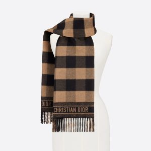 Dior Scarf Check'N'Dior Wool and Angora Khaki