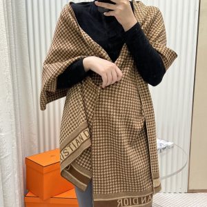 Dior Scarf Houndstooth Cashmere Brown