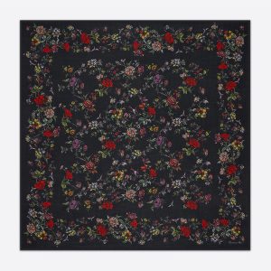 Dior Shawl Jardin Botanique Silk, Wool and Cashmere Black