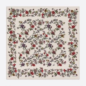 Dior Shawl Jardin Botanique Silk, Wool and Cashmere White