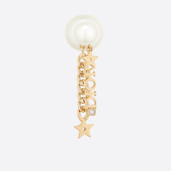 Dior Tribales Earrings Chain and White Resin Pearls Gold - Image 2
