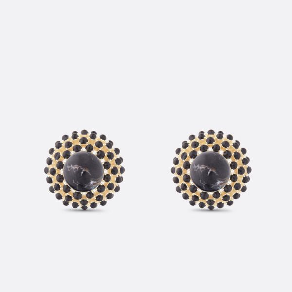 Dior Tribales Earrings Metal and Stone-Effect Pearls Gold/Black - Image 3
