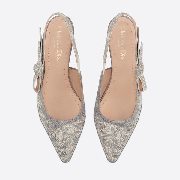 J'Adior Slingback Ballerina Flats Women Toile de Jouy Motif Cotton Grey - Image 2