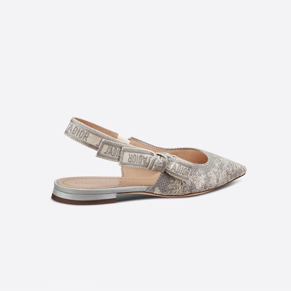 J'Adior Slingback Ballerina Flats Women Toile de Jouy Motif Cotton Grey - Image 3