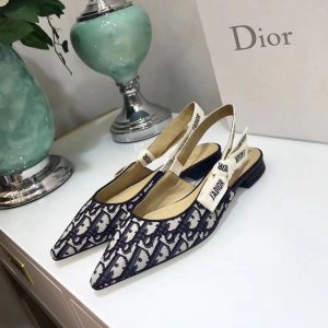 J'Adior Slingback Ballerina Flats Women Oblique Motif Canvas Black