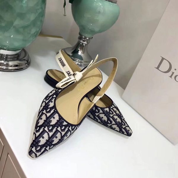J'Adior Slingback Ballerina Flats Women Oblique Motif Canvas Black - Image 2