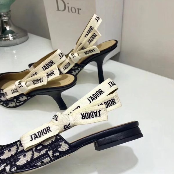 J'Adior Slingback Ballerina Flats Women Oblique Motif Canvas Black - Image 3