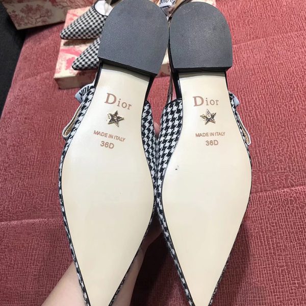 J'Adior Slingback Ballerina Flats Women Houndstooth Motif Wool Black - Image 4