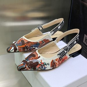 J'Adior Slingback Ballerina Flats Women Jardin d'Hiver Motif Cotton White