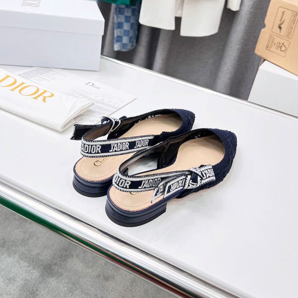 J'Adior Slingback Ballerina Flats Women D-Lace Macrame Motif Mesh Blue - Image 5