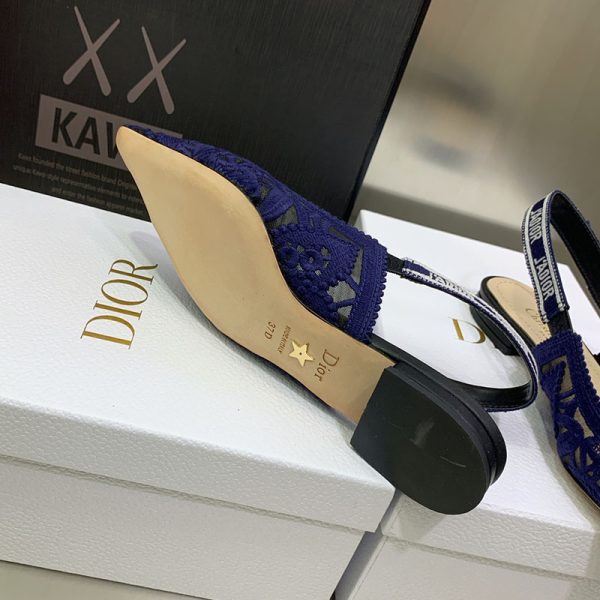J'Adior Slingback Ballerina Flats Women D-Lace Macrame Motif Mesh Navy Blue - Image 5