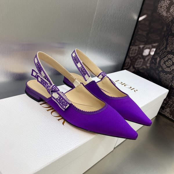 J'Adior Slingback Ballerina Flats Women Satin and Cotton Purple