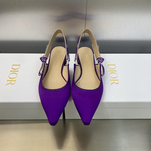 J'Adior Slingback Ballerina Flats Women Satin and Cotton Purple - Image 2