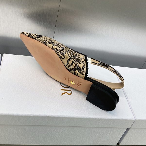 J'Adior Slingback Ballerina Flats Women Toile de Jouy Voyage Motif Cotton Beige - Image 4