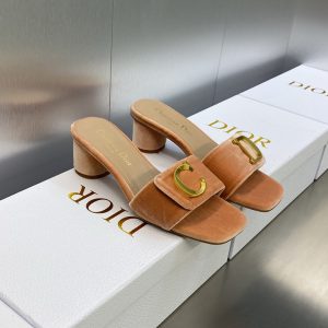 C'est Dior Heeled Slides Women Velvet Brown