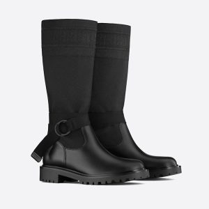Christian Dior D-Major Boots Women Calfskin and Technical Fabric Black