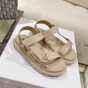 Dior D-Wave Sandals Women Lambskin Beige