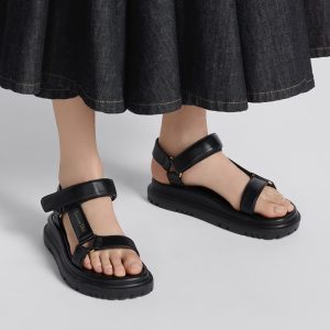 Dior D-Wave Sandals Women Lambskin Black
