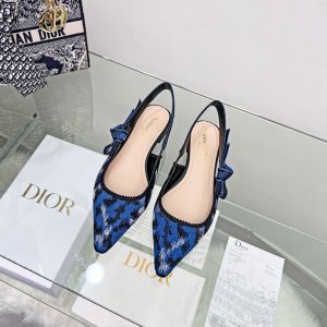 J'Adior Slingback Ballerina Flats Women Mizza Motif Canvas Blue
